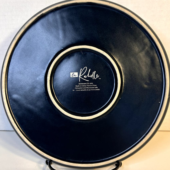 RARE La Rochelle L2R15 Solid Blue White Trim Coupe Style Salad Plate 8.5" HTF - Picture 5 of 6